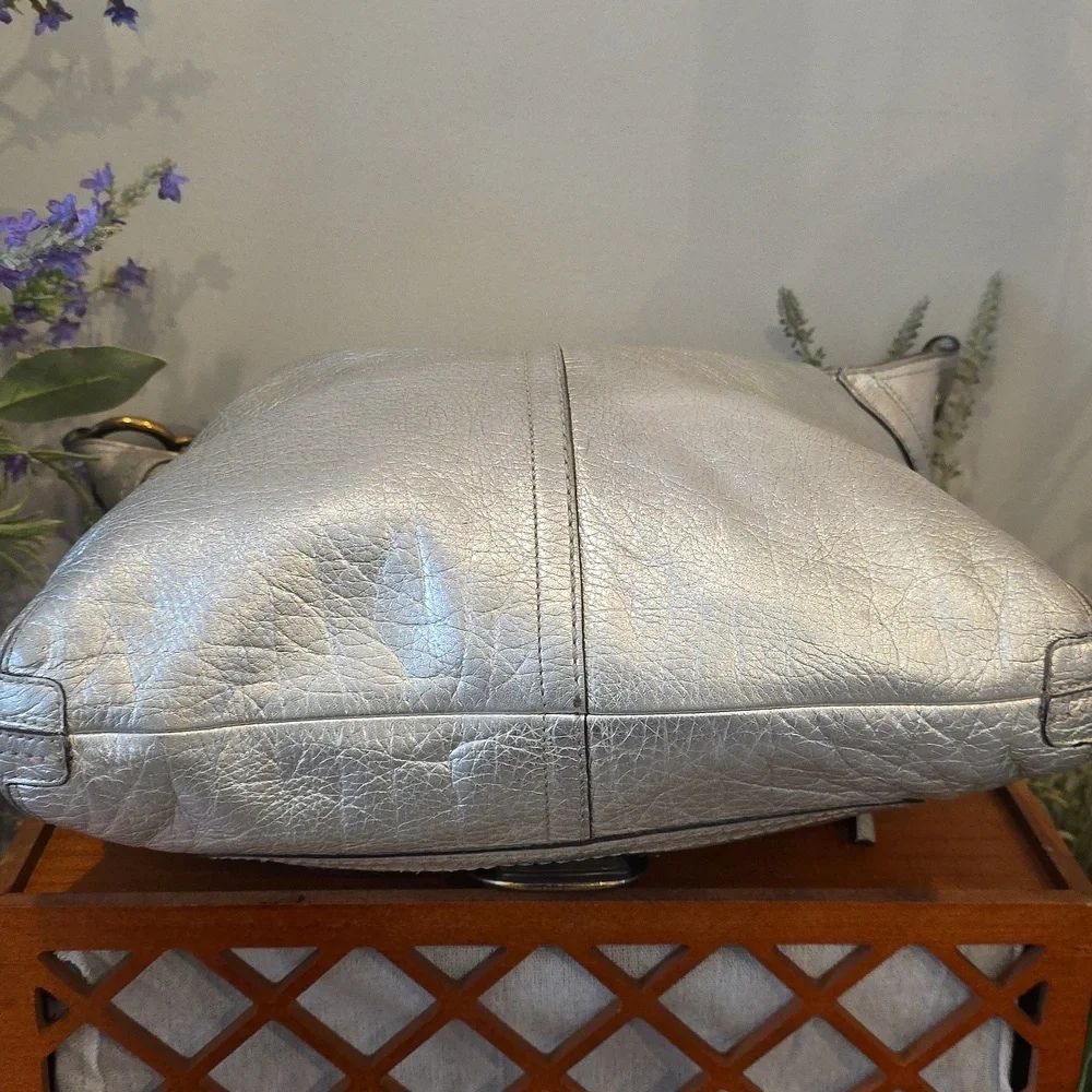 Coach Bleecker Pewter/Silver Metallic Featuring Tattersall Lining
